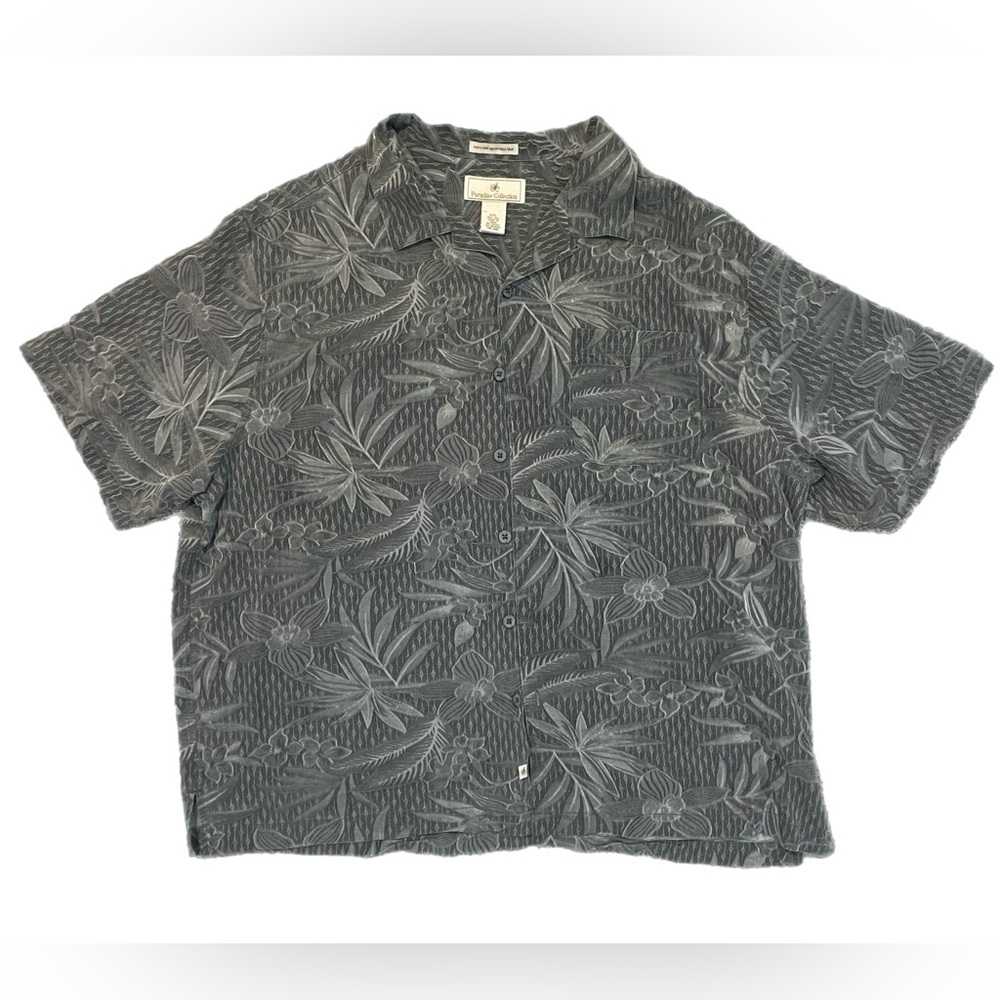 Mens 100% Silk Machine Washable Button Up Short Sleeve Floral Vacation Shirt XXL